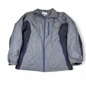 Columbia Jacket Mens Medium Gray Nylon Insulated Outdoor Zip Utility